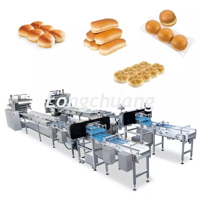 جودة  Multifunction Bakery Food Automatic Feeding Line Burger Bun Hot Dog Hamburger Packaging Machine مصنع