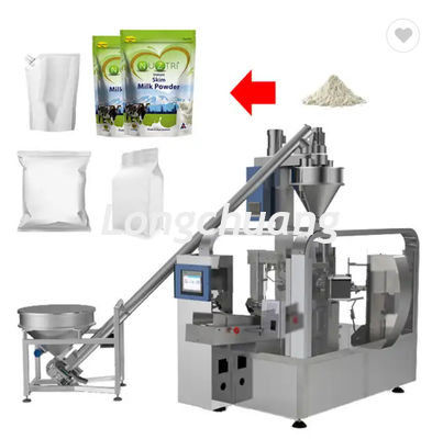 1KG Spices Powder Doypack Packaging Machine Up To 120 Packs / Min With 0.5m3/Min Air Consumption